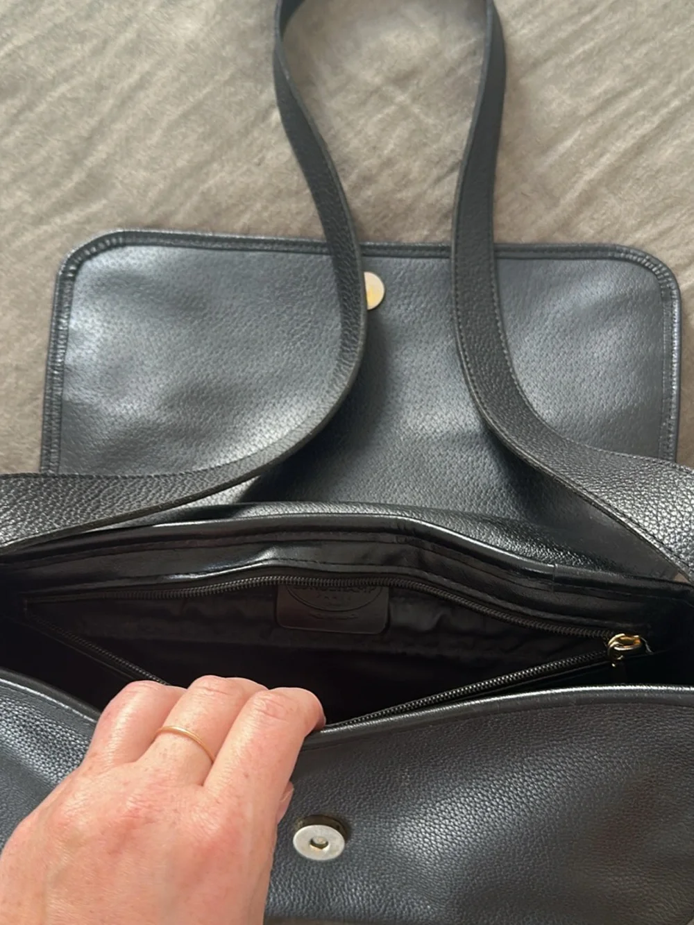 Longchamp Black Leather Shoulder Bag